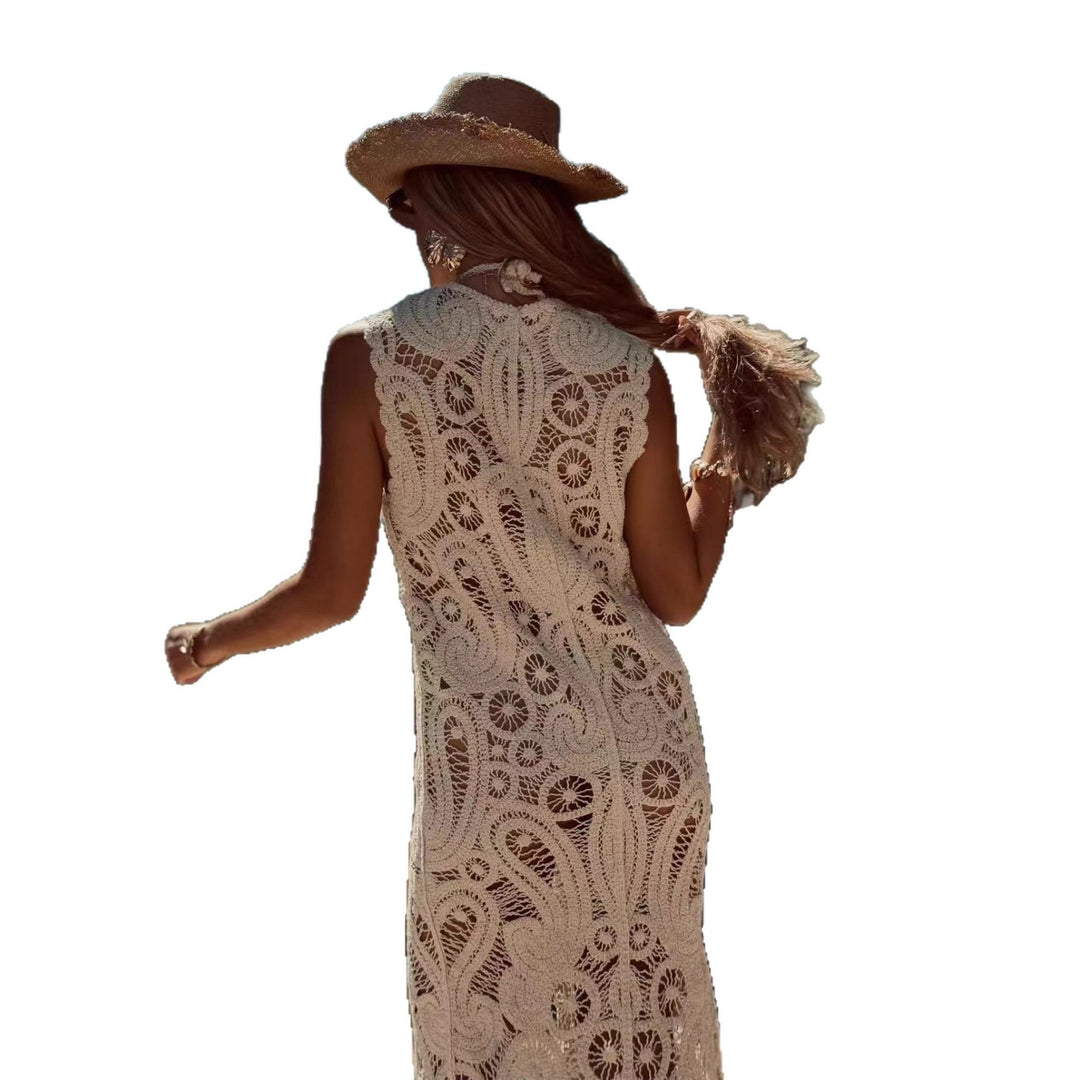 Damen Häkel-Überwurfkleid mit seitlichem Schlitz EB