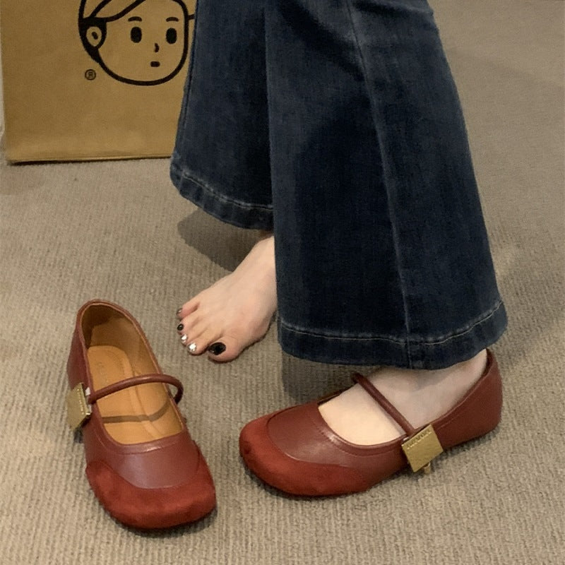 Damen elegante Mary Jane Ballerinas mit modischem Riemchen und bequemer Innenpolsterung EB
