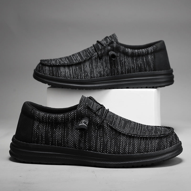 Herren atmungsaktive Mokassin‑Slipper aus Strick mit Memory‑Fußbett und rutschfester EVA‑Laufsohle EB