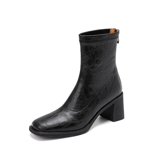 Damen Stiefeletten mit hohem Blockabsatz und eleganter Silhouette EB