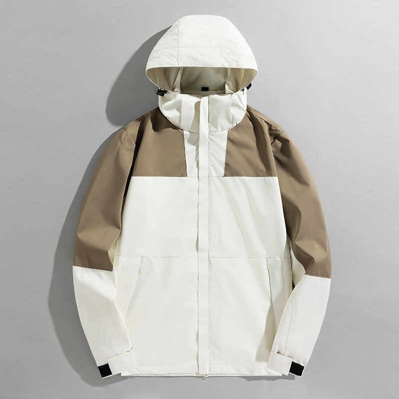 Herren dreilagige Shelljacke mit verschweißten Nähten verstellbarer Kapuze und winddichter Front EB