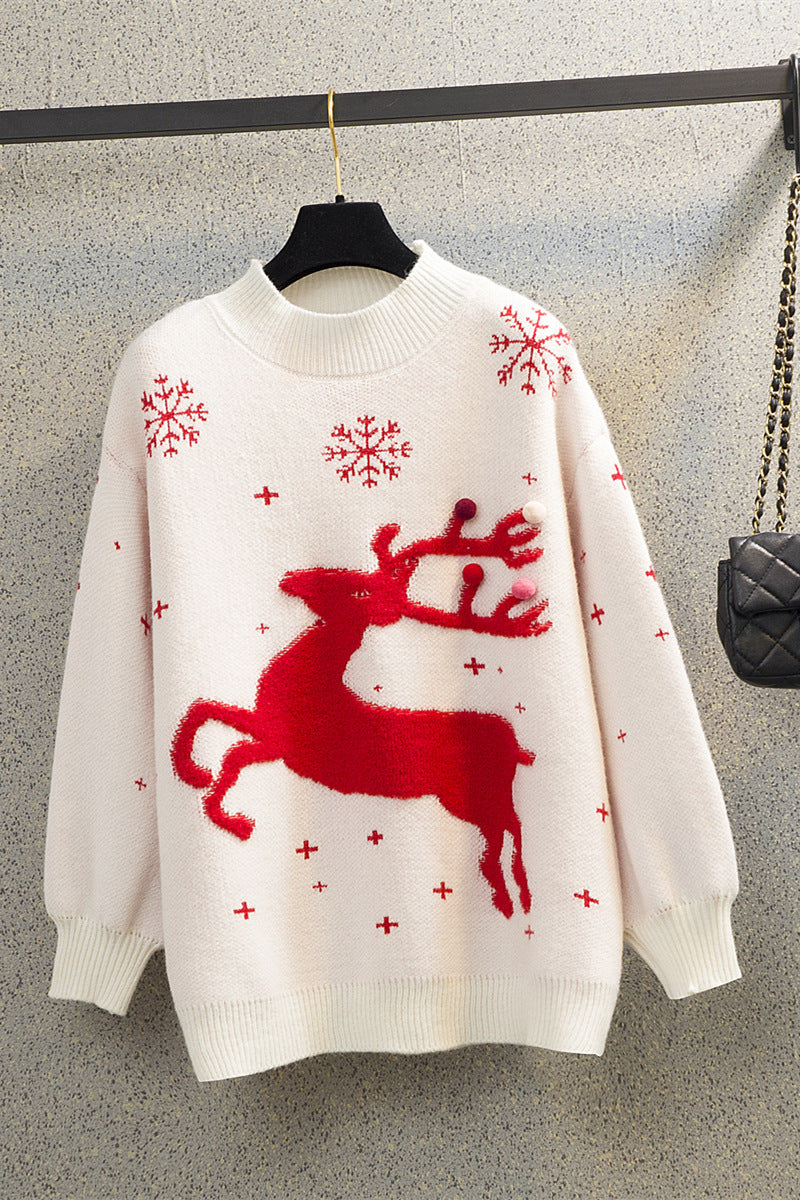 Damen Kuscheliger Weihnachtspullover mit festlichem Rentierdesign EB