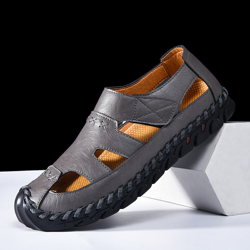 Herren Bequeme Leder-Sandalen mit luftiger Belüftung EB
