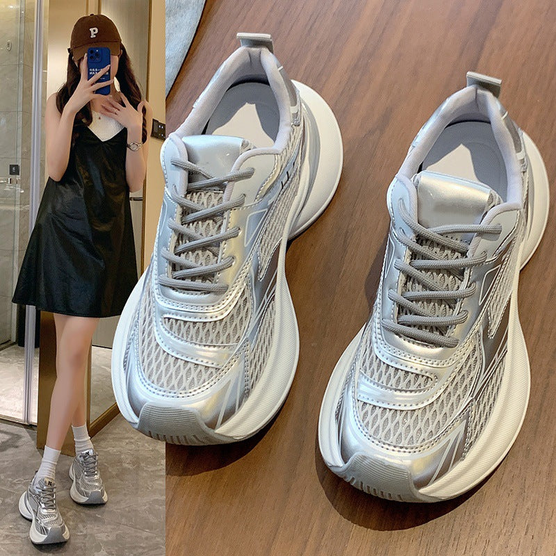 Damen Sportliche Sneakers mit atmungsaktiver Mesh-Struktur und stoßdämpfender Sohle EB