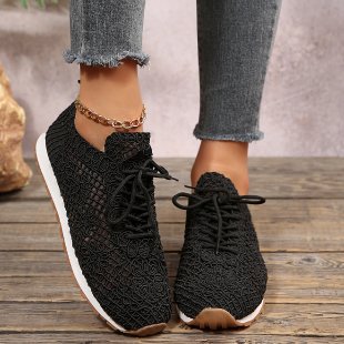 Damen  gestrickte Slip-On Plateau-Sneaker mit atmungsaktivem Obermaterial und gepolstertem Komfortfußbett EB