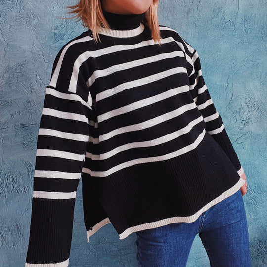 EB | Gestreifter Strickpullover für Herbst & Winter