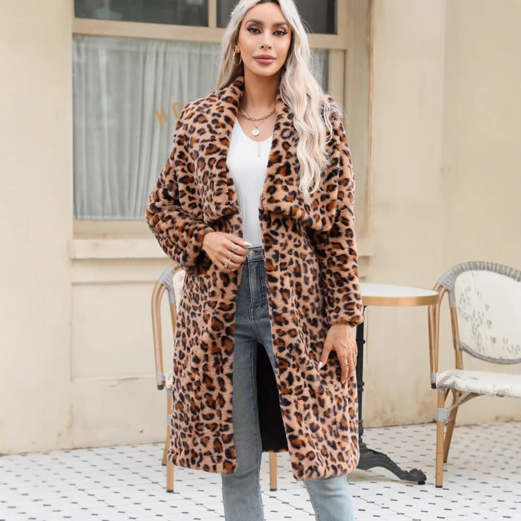 Damen Lange Leopardmuster EB