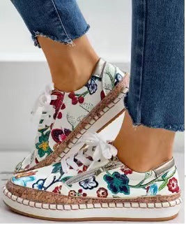 Damen modische Sneaker im kreativen Blumenmuster EB