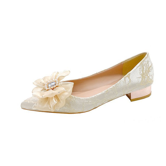 Damen elegante spitze Ballerinas mit floraler Applikation EB