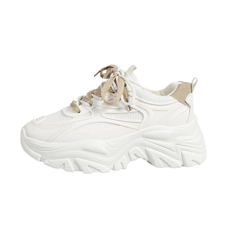Damen modische Chunky Sneakers mit atmungsaktiver Mesh-Oberfläche und trendigem Schnürsenkeldesign EB