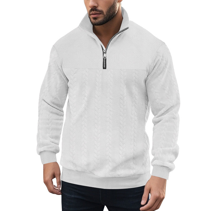 Herren Strickpullover mit halbem Reißverschluss und strukturierter Oberfläche EB