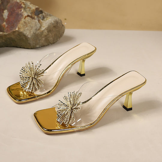 Damen elegante Mules mit funkelndem Schuhblatt EB