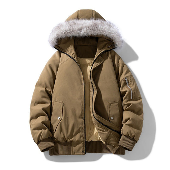 Herren gesteppte Winterparka mit abnehmbarer Kunstfellkapuze und winddichter Wattierung EB