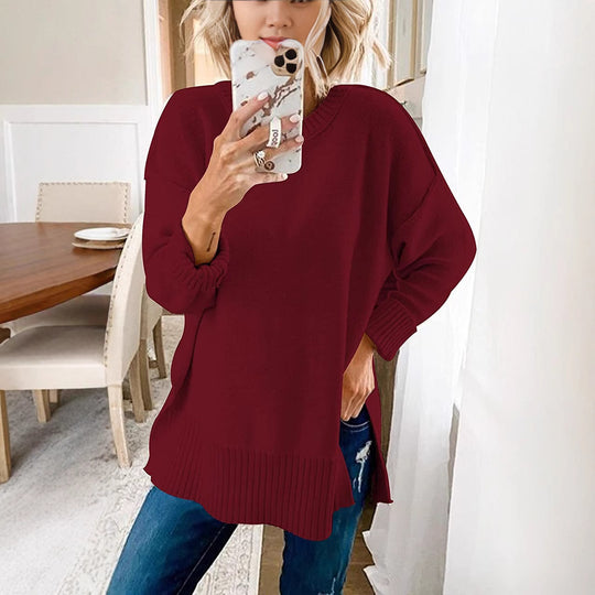 Damen Lässiger Pullover mit strukturierter Oberfläche und längerem Schnitt EB