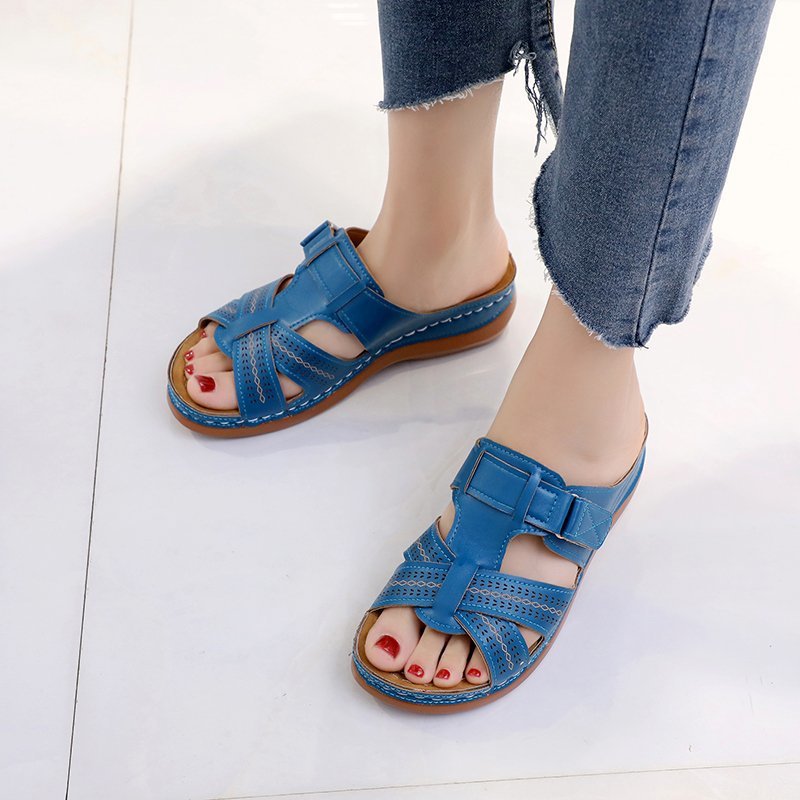 Damen bequeme Klettsandalen mit anatomischem Fußbettdesign EB