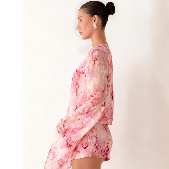 Damen Kimono-Kleid mit fließendem Schnitt und elegantem V-Ausschnitt EB