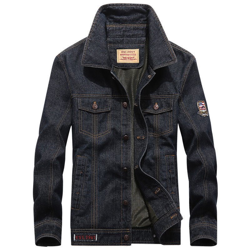 Herren Jeansjacke im Worker‑Stil mit Aufnäher und Mesh‑Futter EB