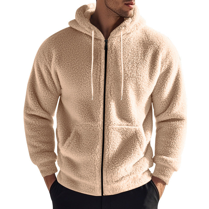 Herren kuschelige Fleecejacke mit Kapuze EB