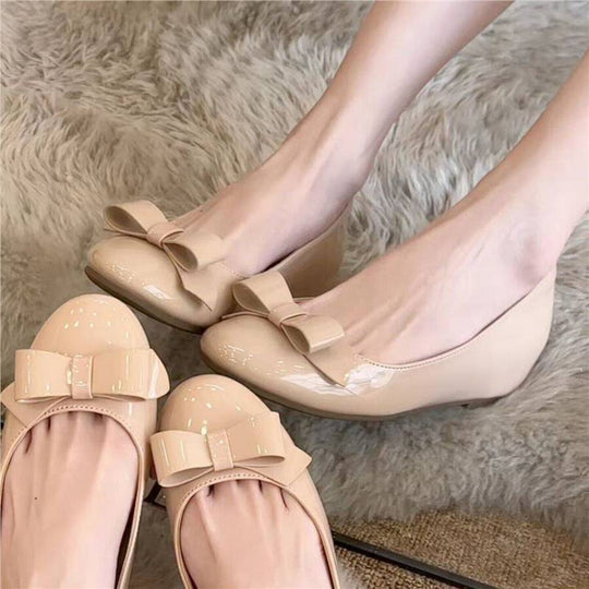 Damen elegante Ballerinas mit dekorativer Schleifenapplikation EB