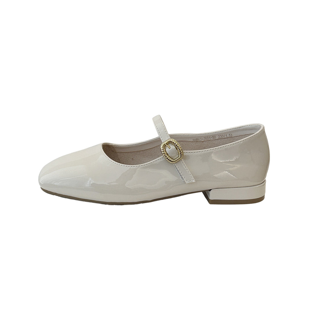 Damen Elegante Mary Jane Ballerinas mit modischem Riemchen und hochwertiger Leder-Oberfläche EB