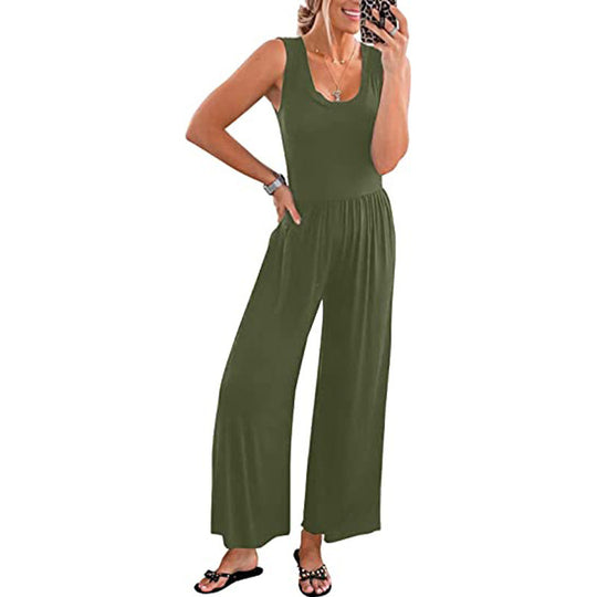 Damen Weit geschnittener Jersey-Jumpsuit EB