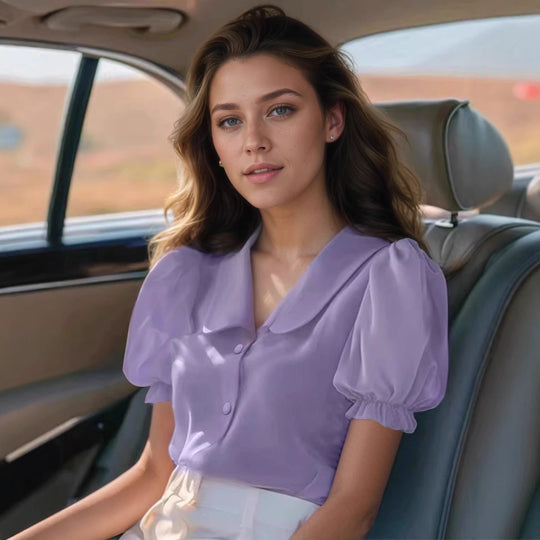 Damen Verspielt geschnittene Bluse mit Puffärmeln und Knopfdetails EB