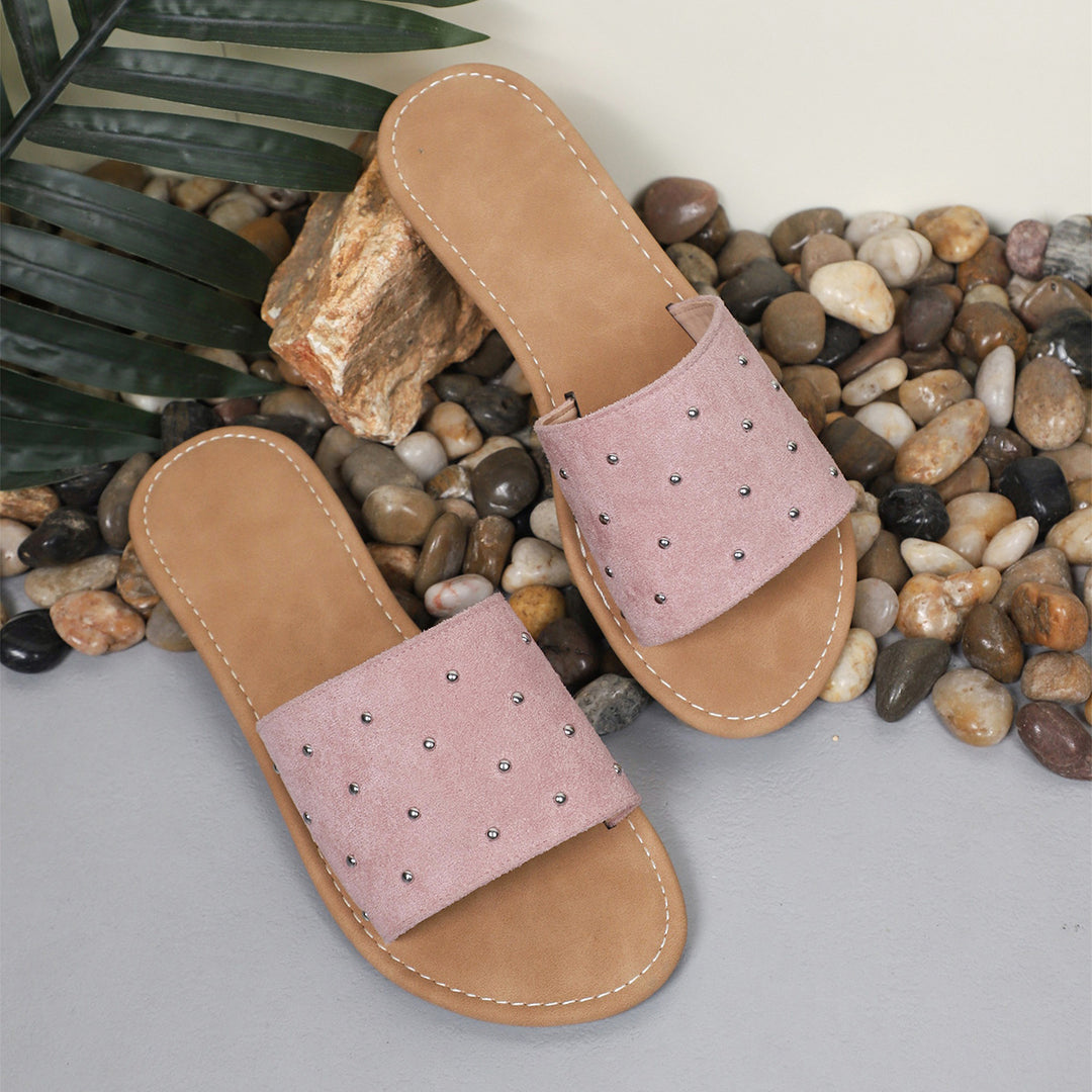 Damen modische Slides mit eleganten Metallakzenten EB