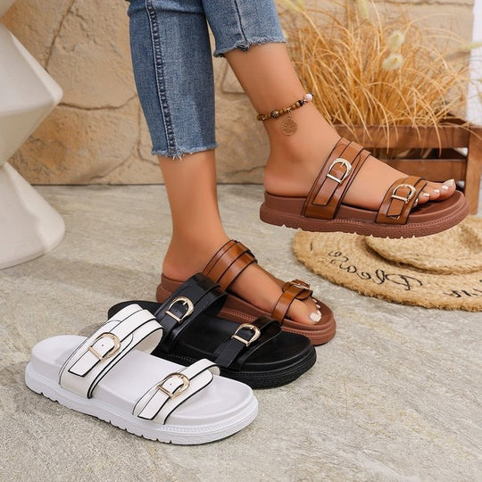 Damen modische Riemensandalen mit verstellbarem Schnallen-Design EB