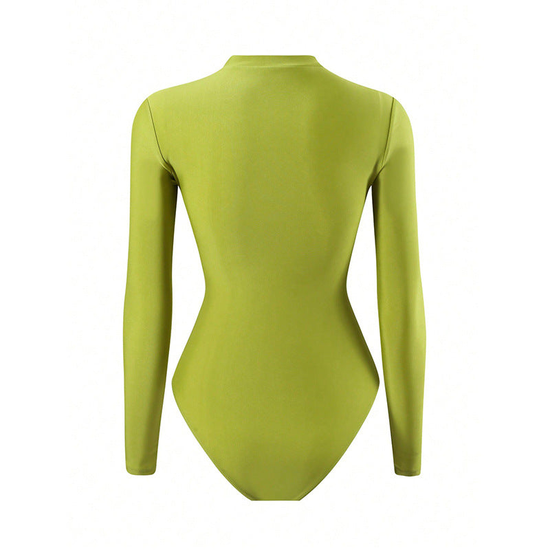 Damen UV-Schutz Langarm-Badeanzug mit floralem Überrock EB