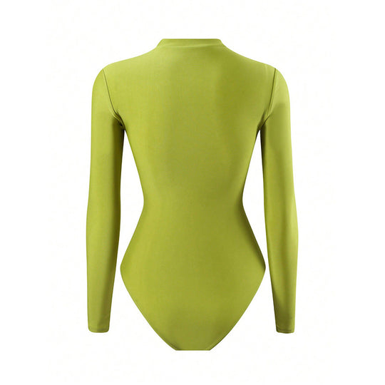 Damen UV-Schutz Langarm-Badeanzug mit floralem Überrock EB