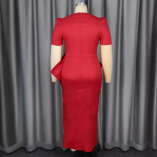 Damen Elegantes Abendkleid mit dekorativem Schleifen-Akzent und hohem Schlitz EB