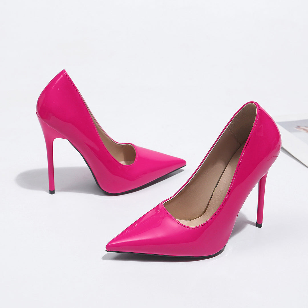 Damen spitze Lackpumps mit hochglänzendem Finish EB