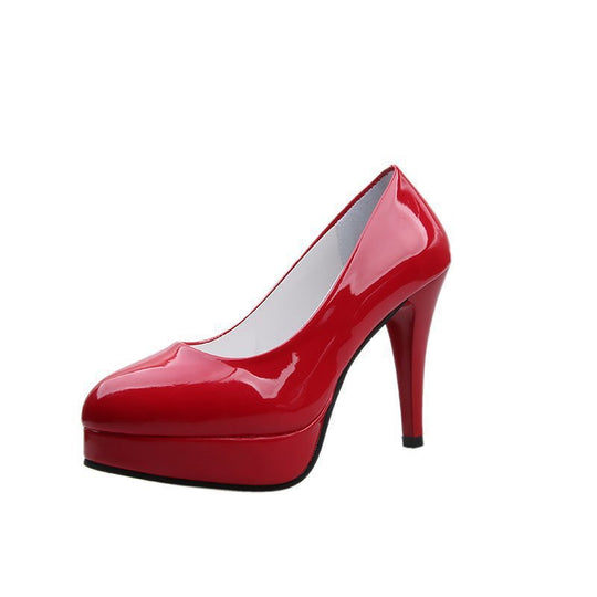 Damen nan Plateau-Pumps mit glänzendem Lack und hohem Stilettoabsatz EB