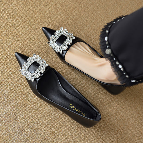 Damen elegante spitze Ballerinas mit funkelnder Applikation EB