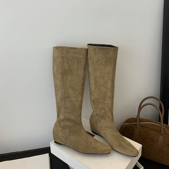 Damen modische Stiefel mit gerafftem Schaft und spitzem Fußteil EB