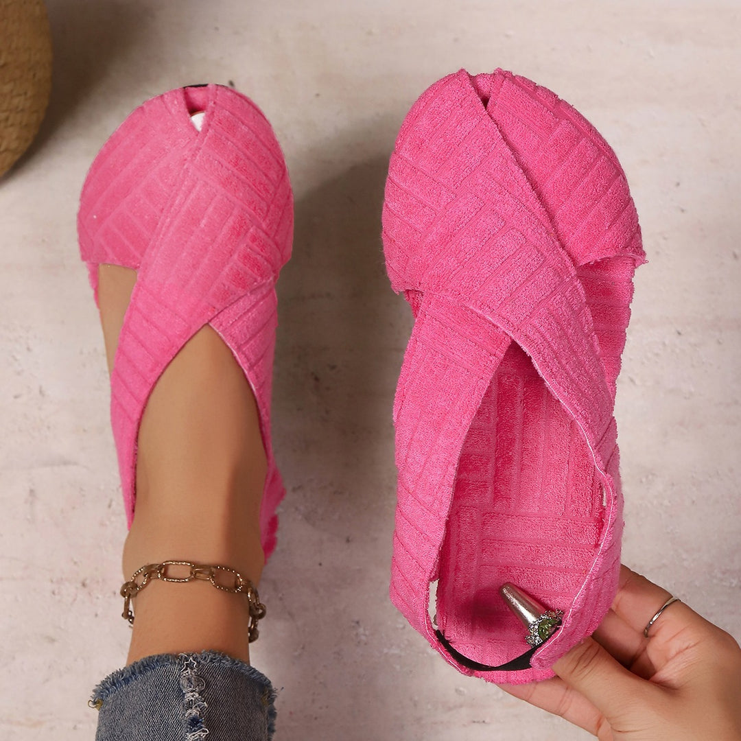 Damen Komfortable Ballerinas mit dekorativem Kreuzbanddesign EB
