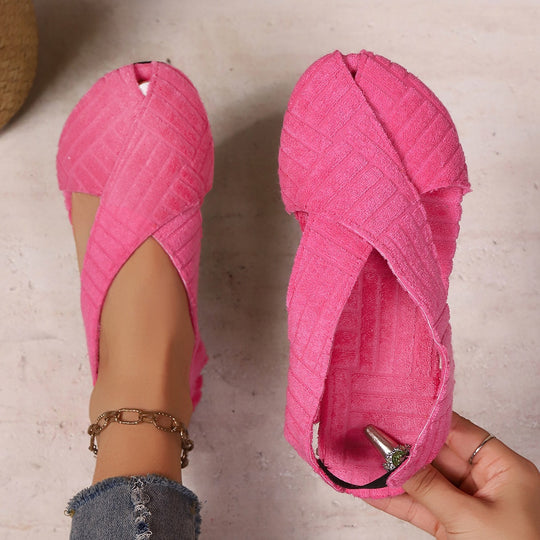 Damen Komfortable Ballerinas mit dekorativem Kreuzbanddesign EB