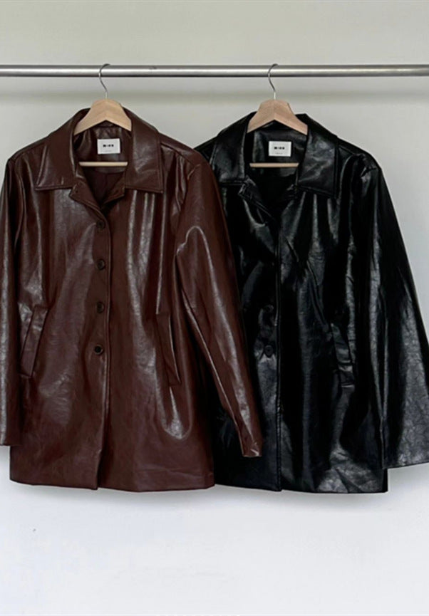 Damen lässige und stylische Kunstlederjacke EB