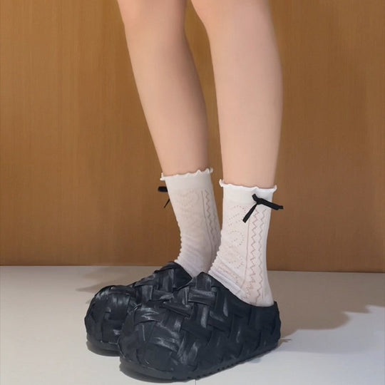 Damen Komfortable Clogs mit geflochtenem Obermaterial EB