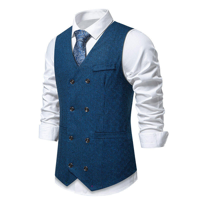 Herren elegante Doppelreiher-Weste mit dekorativem Muster EB