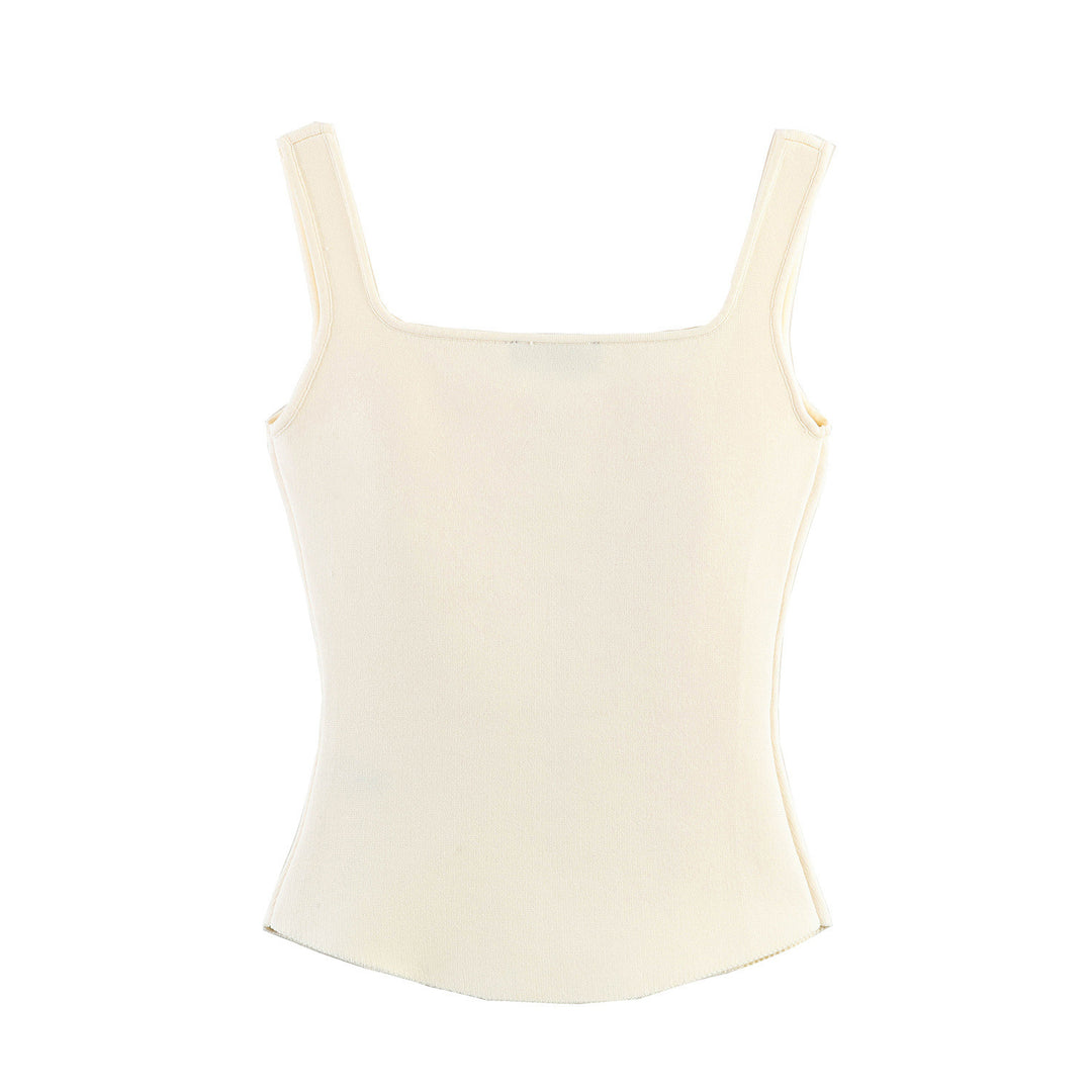 Damen tailliertes Camisole-Top mit quadratischem Ausschnitt und elastischem Material EB