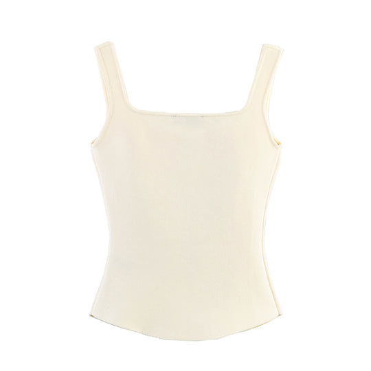 Damen tailliertes Camisole-Top mit quadratischem Ausschnitt und elastischem Material EB