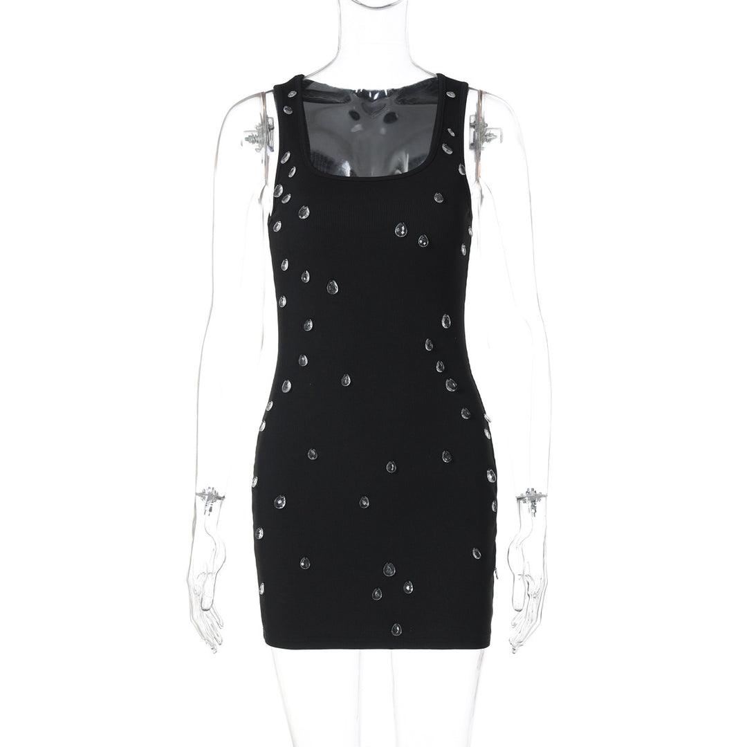 Damen Figurbetontes Minikleid mit Glitzersteinverzierungen EB