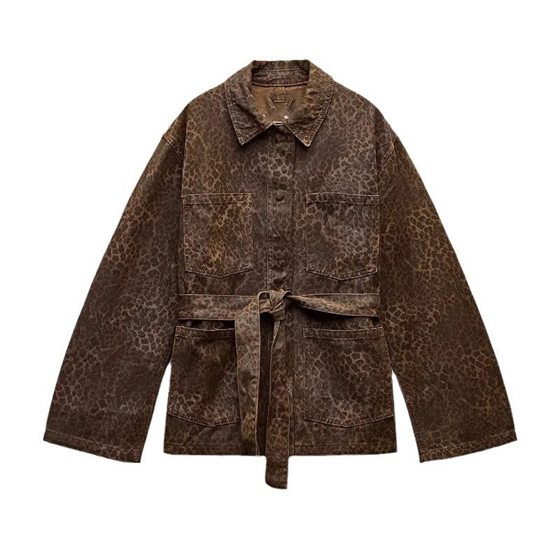 Damen Modische Jacke mit Tiermuster EB