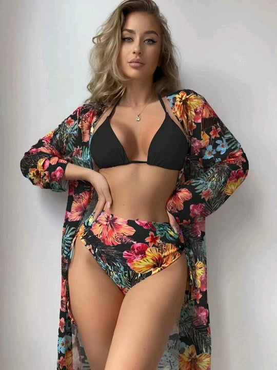Damen modisches Bade-Set mit stylischem Kimono EB