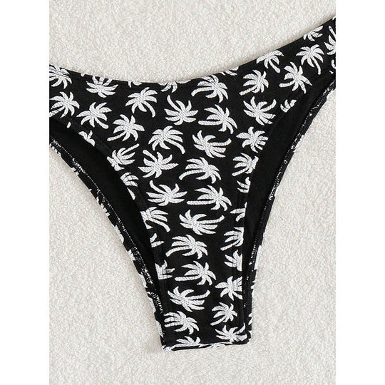 Damen Triangel-Bikini mit kontrastierendem Palmendruck EB