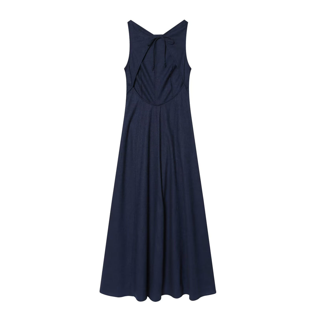 Damen Maxikleid mit elegantem V-Ausschnitt und fließendem Schnitt EB