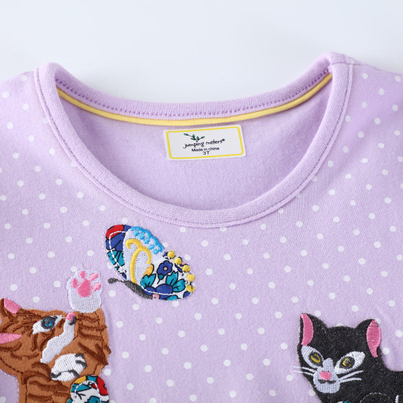 Mädchen Freizeitkleid mit zauberhaften Katzenmotiven EB