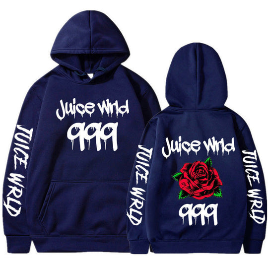 Damen Kapuzenpullover mit auffälligem Grafikdesign und romantischem Rosenmotiv EB