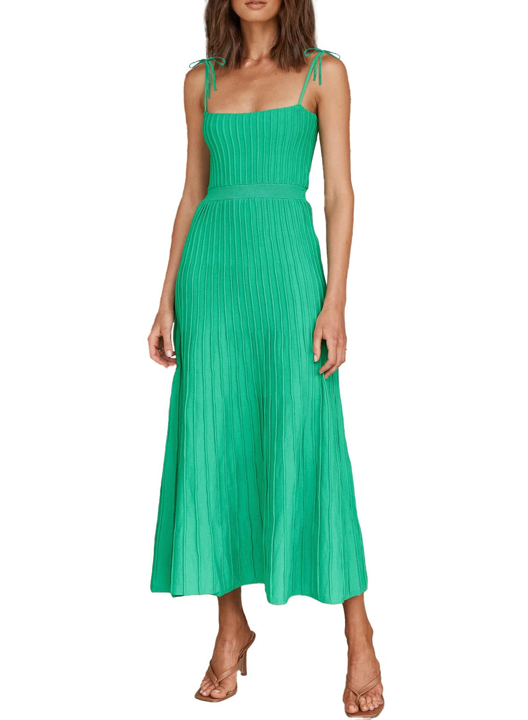 Damen Maxikleid mit schmalen Trägern und feinem Rippdesign EB